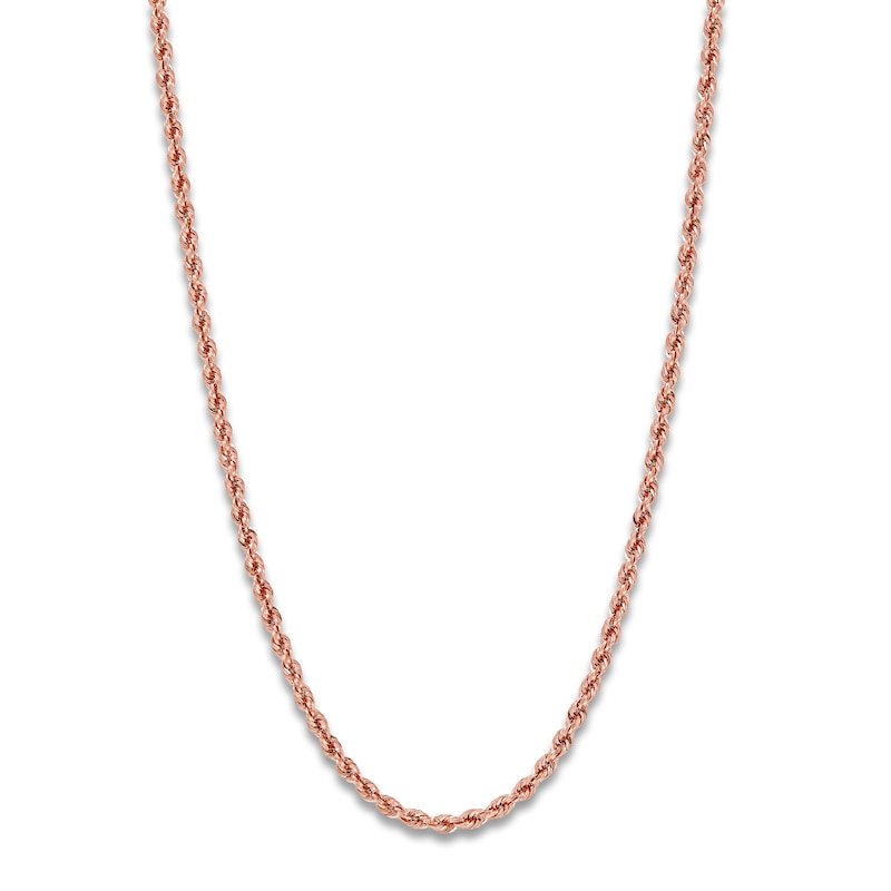 Main Image 1 of High-Polish Glitter Rope Chain 14K Rose Gold 20&quot; 2.4mm