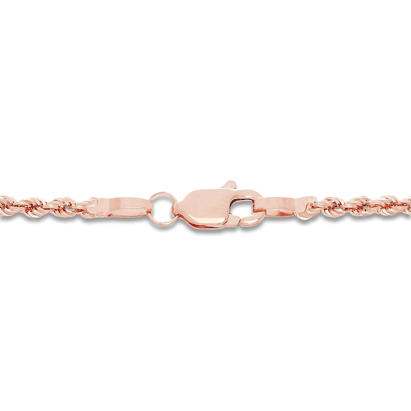 Main Image 2 of High-Polish Glitter Rope Chain 14K Rose Gold 20&quot; 2.4mm