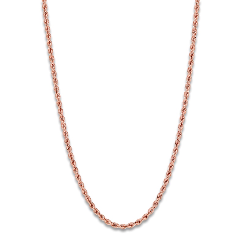 Main Image 1 of High-Polish Glitter Rope Chain 14K Rose Gold 24&quot; 2.4mm