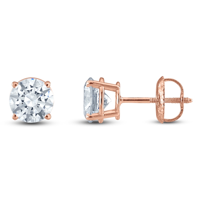 Round-Cut Lab-Created Diamond Solitaire Stud Earrings 5 ct tw 14K Rose Gold (F/SI2)