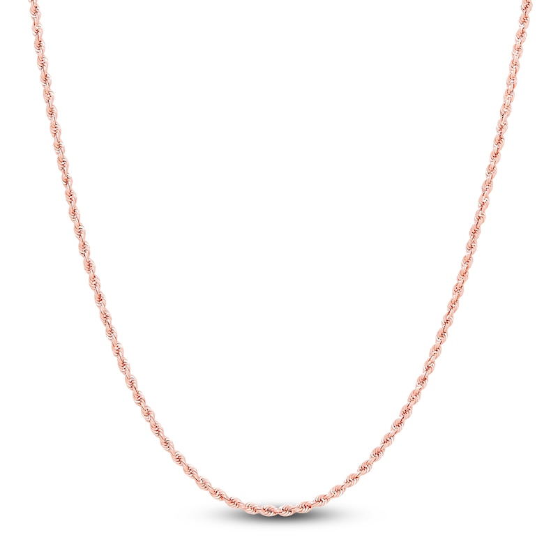 Semi-Solid Glitter Rope Chain Necklace 14K Rose Gold 18" 1.8mm