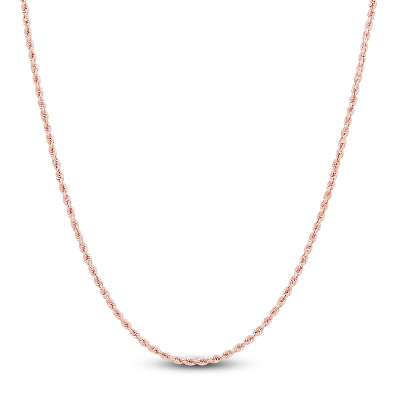 Semi-Solid Glitter Rope Chain Necklace 14K Rose Gold 22" 1.8mm