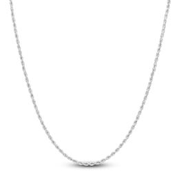 Semi-Solid Glitter Rope Chain Necklace 14K White Gold 18&quot; 1.8mm