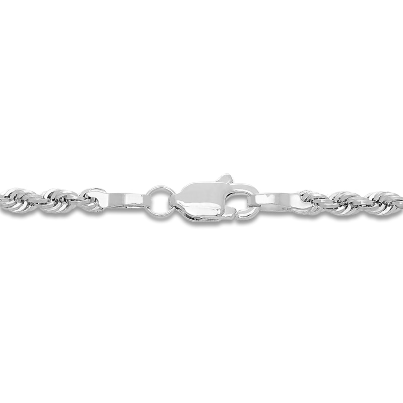 Semi-Solid Glitter Rope Chain Necklace 14K White Gold 20