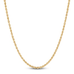 Semi-Solid Glitter Rope Chain Necklace 14K Yellow Gold 16&quot; 2mm