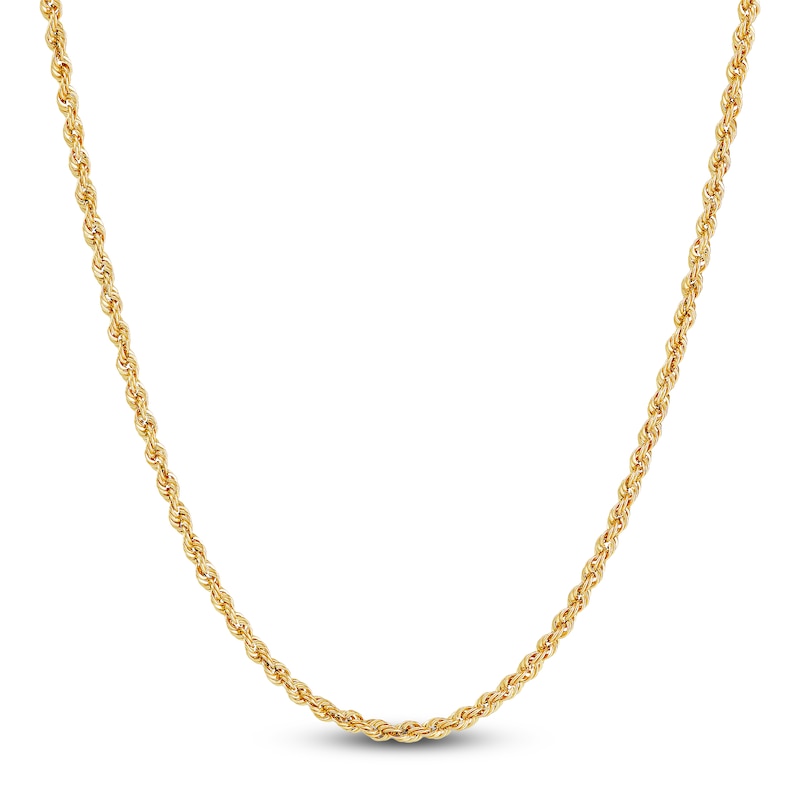 Main Image 1 of Semi-Solid Glitter Rope Chain Necklace 14K Yellow Gold 16&quot; 2mm