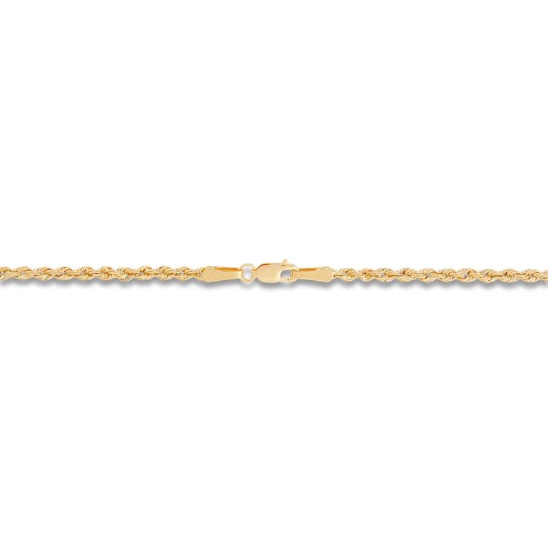 Main Image 2 of Semi-Solid Glitter Rope Chain Necklace 14K Yellow Gold 24&quot; 2mm