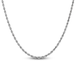 Semi-Solid Glitter Rope Chain Necklace 14K White Gold 20&quot; 2mm