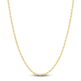 Semi-Solid Glitter Rope Chain Necklace 14K Yellow Gold 16&quot; 2.4mm