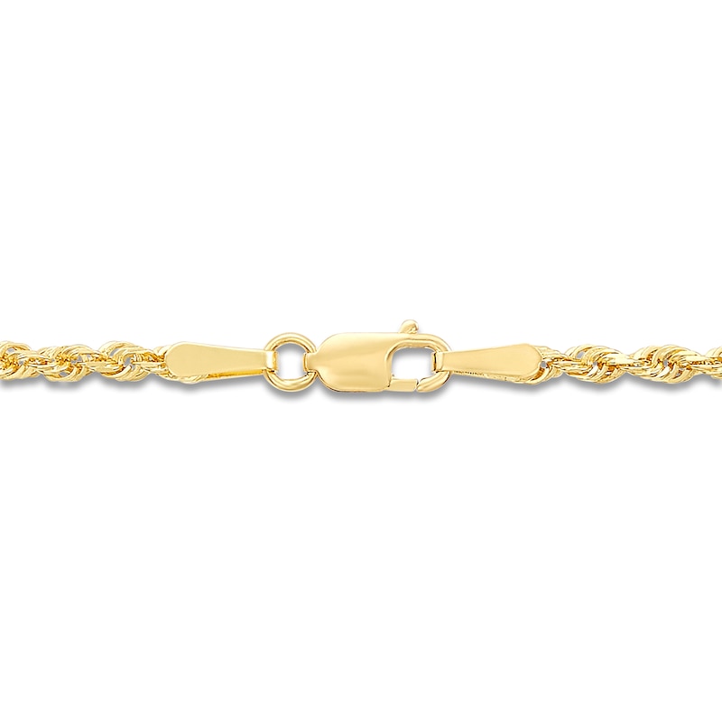 Semi-Solid Glitter Rope Chain Necklace 14K Yellow Gold 20" 2.4mm