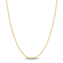 Semi-Solid Glitter Rope Chain Necklace 14K Yellow Gold 30&quot; 2.4mm