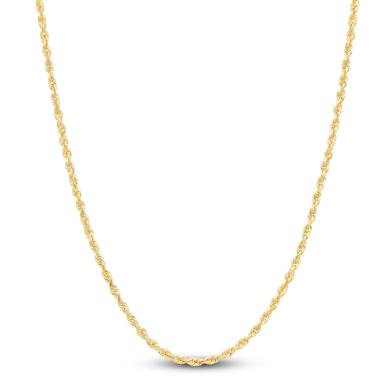 Main Image 1 of Semi-Solid Glitter Rope Chain Necklace 14K Yellow Gold 30&quot; 2.4mm