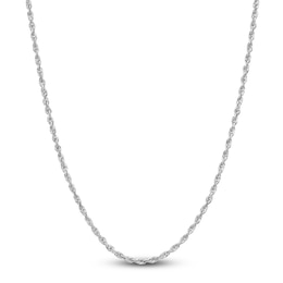 Semi-Solid Glitter Rope Chain Necklace 14K White Gold 18&quot; 2.4mm