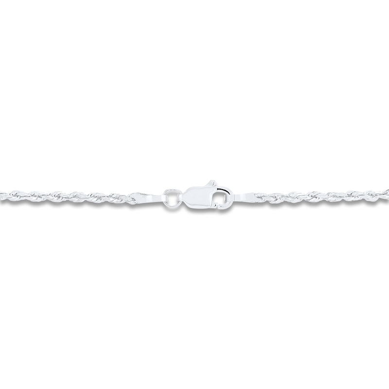 Semi-Solid Glitter Rope Chain Necklace 14K White Gold 18" 2.4mm