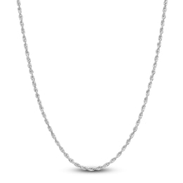 Semi-Solid Glitter Rope Chain Necklace 14K White Gold 20&quot; 2.4mm