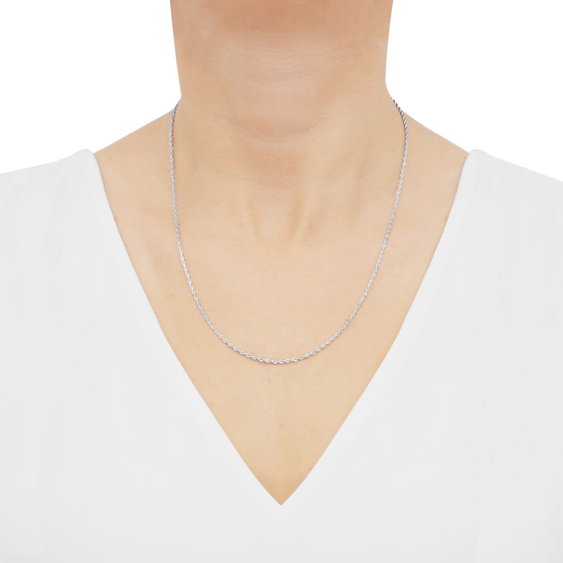 Main Image 3 of Semi-Solid Glitter Rope Chain Necklace 14K White Gold 20&quot; 2.4mm