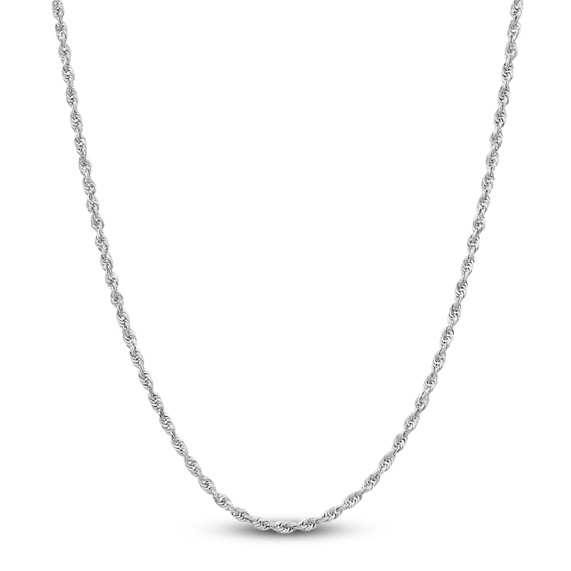 Main Image 1 of Semi-Solid Glitter Rope Chain Necklace 14K White Gold 22&quot; 2.4mm