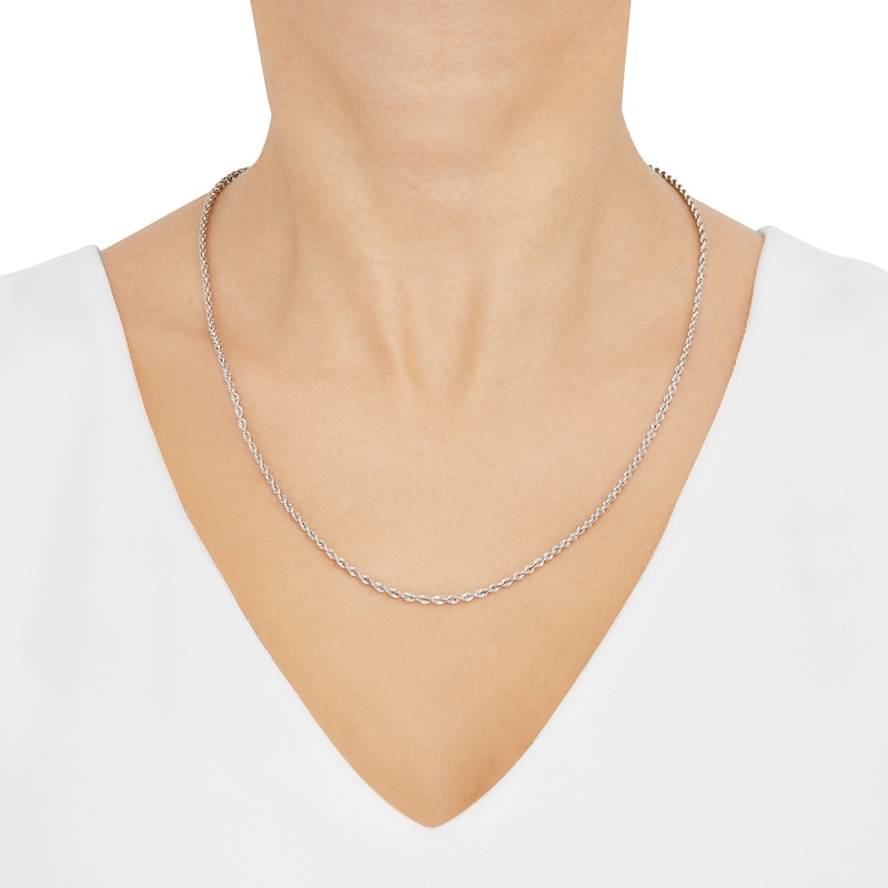 Main Image 3 of Semi-Solid Glitter Rope Chain Necklace 14K White Gold 22&quot; 2.4mm