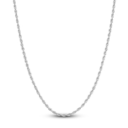 Semi-Solid Glitter Rope Chain Necklace 14K White Gold 30&quot; 2.4mm