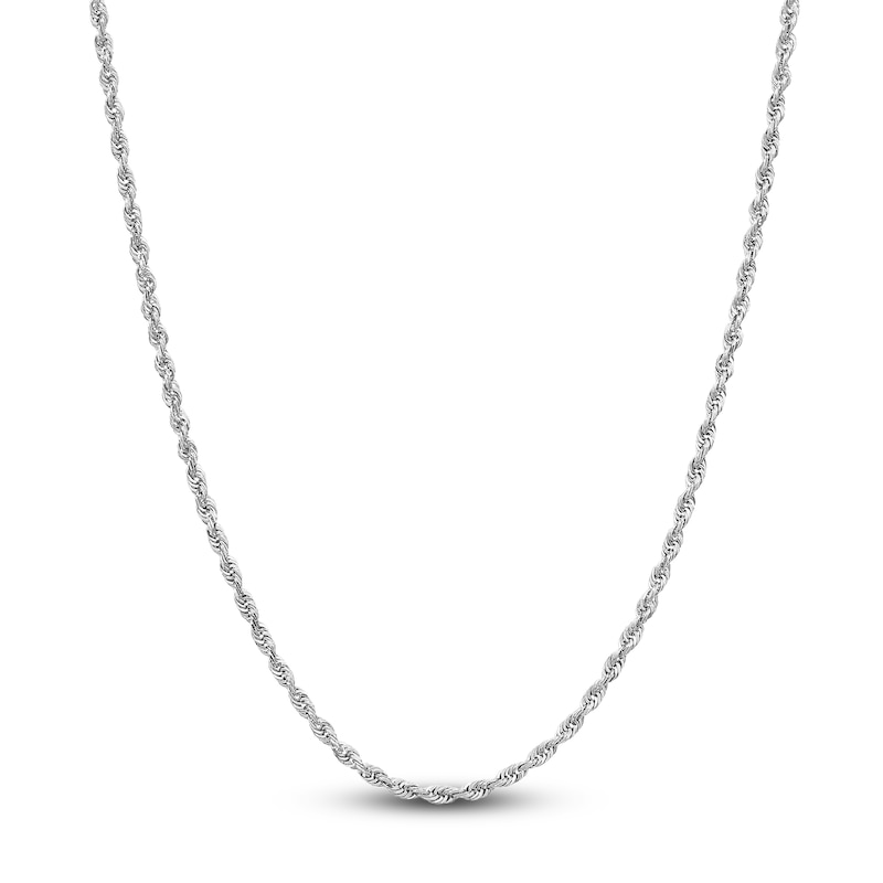 Main Image 1 of Semi-Solid Glitter Rope Chain Necklace 14K White Gold 30&quot; 2.4mm