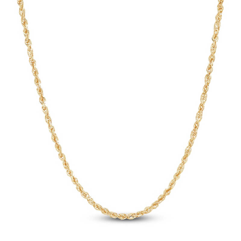 Semi-Solid Glitter Rope Chain Necklace 14K Yellow Gold 20" 1.8mm