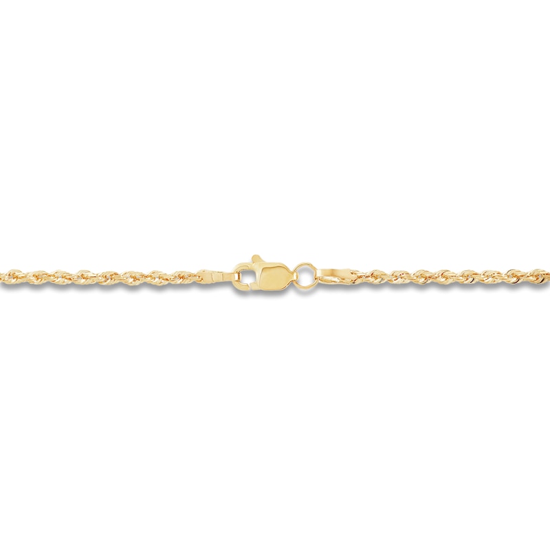 Semi-Solid Glitter Rope Chain Necklace 14K Yellow Gold 20" 1.8mm