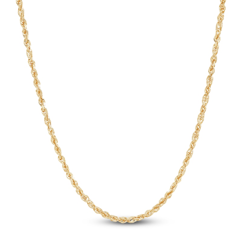 Semi-Solid Glitter Rope Chain Necklace 14K Yellow Gold 24" 1.8mm