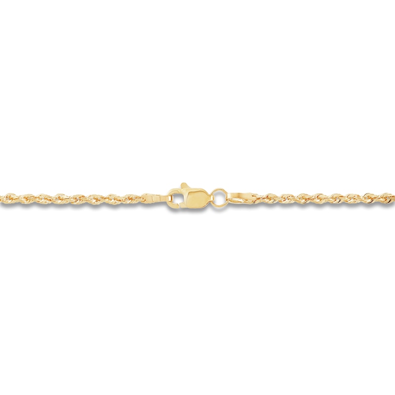 Semi-Solid Glitter Rope Chain Necklace 14K Yellow Gold 24" 1.8mm
