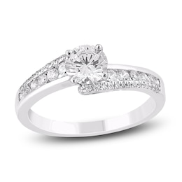 Round-Cut Diamond Bypass Engagement Ring 1 ct tw 14K White Gold