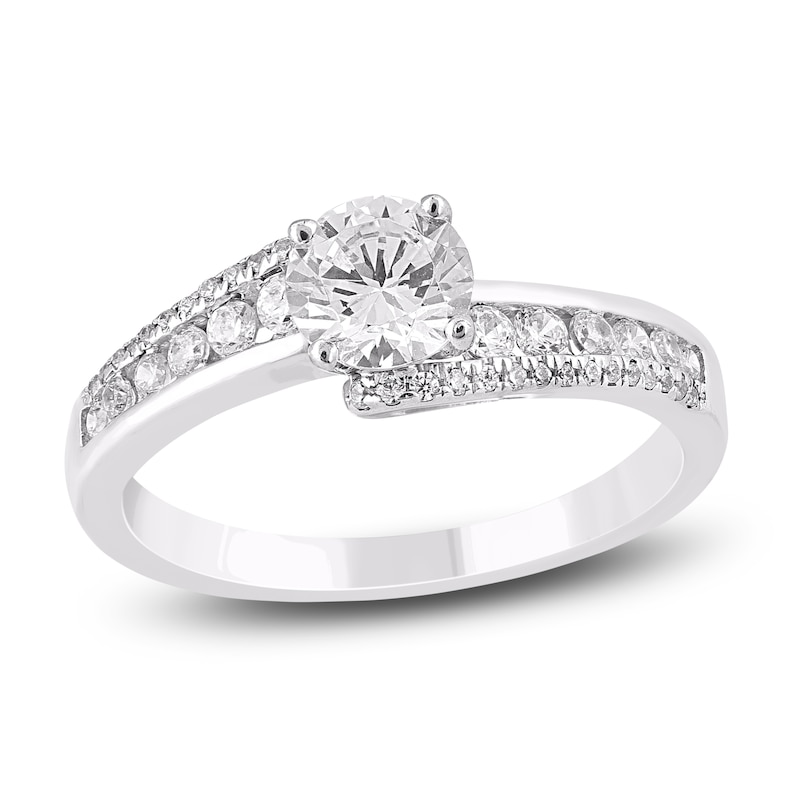 Round-Cut Diamond Bypass Engagement Ring 1 ct tw 14K White Gold