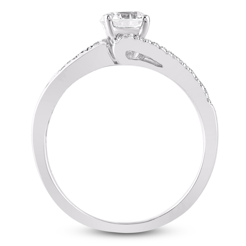 Round-Cut Diamond Bypass Engagement Ring 1 ct tw 14K White Gold