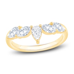 Lab-Created Marquise and Pear Diamond Anniversary Ring 1 ct tw 14K Yellow Gold