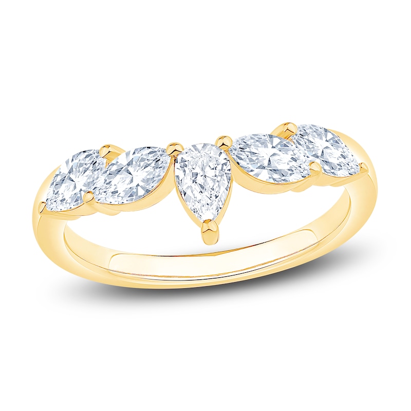 Main Image 1 of Lab-Created Marquise and Pear Diamond Anniversary Ring 1 ct tw 14K Yellow Gold