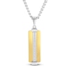 Thumbnail Image 1 of Men's Diamond Dog Tag Necklace 1/10 ct tw Stainless Steel & Yellow Ion Plating 24&quot;