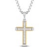 Thumbnail Image 0 of Men's Diamond Cross Necklace 1 ct tw Stainless Steel & Yellow Ion Plating 24"