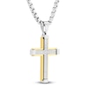 Thumbnail Image 1 of Men's Diamond Cross Necklace 1 ct tw Stainless Steel & Yellow Ion Plating 24"