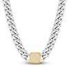 Thumbnail Image 0 of Men's Diamond Cushion-Shaped Pendant Curb Chain Necklace 1/2 ct tw Stainless Steel & Yellow Ion Plating 20"