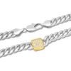 Thumbnail Image 1 of Men's Diamond Cushion-Shaped Pendant Curb Chain Necklace 1/2 ct tw Stainless Steel & Yellow Ion Plating 20"