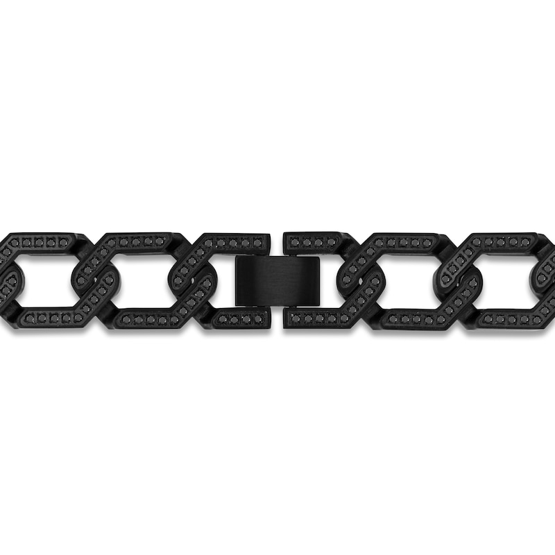 Main Image 3 of Men's Black Diamond Link Necklace 4 ct tw Black Ion-Plated Stainless Steel 20&quot;