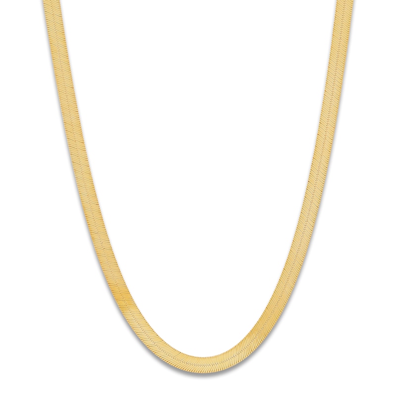 Main Image 1 of Herringbone Chain Necklace 4mm 10K Yellow Gold 18&quot;