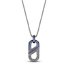 Thumbnail Image 1 of Men's Blue Lab-Created Sapphire Mariner Link Pendant Necklace Sterling Silver 24&quot;