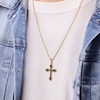 Thumbnail Image 6 of Men's Black Onyx Cross Necklace Yellow Ion-Plated Stainless Steel 24&quot;