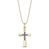 Thumbnail Image 1 of Men's Black Diamond Cross Necklace 1/6 ct tw 14K Yellow Gold-Plated Sterling Silver 24&quot;