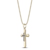 Thumbnail Image 2 of Men's Black Diamond Cross Necklace 1/6 ct tw 14K Yellow Gold-Plated Sterling Silver 24&quot;