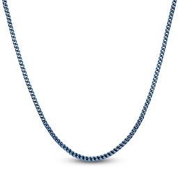 Men's Foxtail Chain Necklace 4mm Blue Ion-Plated Stainless Steel 20&quot;