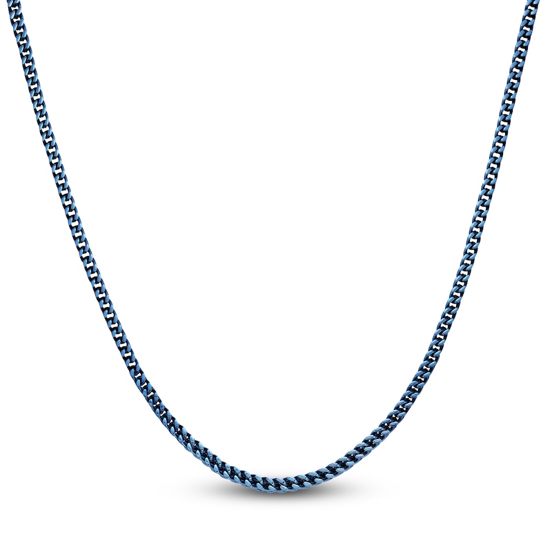 Main Image 1 of Men's Foxtail Chain Necklace 4mm Blue Ion-Plated Stainless Steel 20&quot;