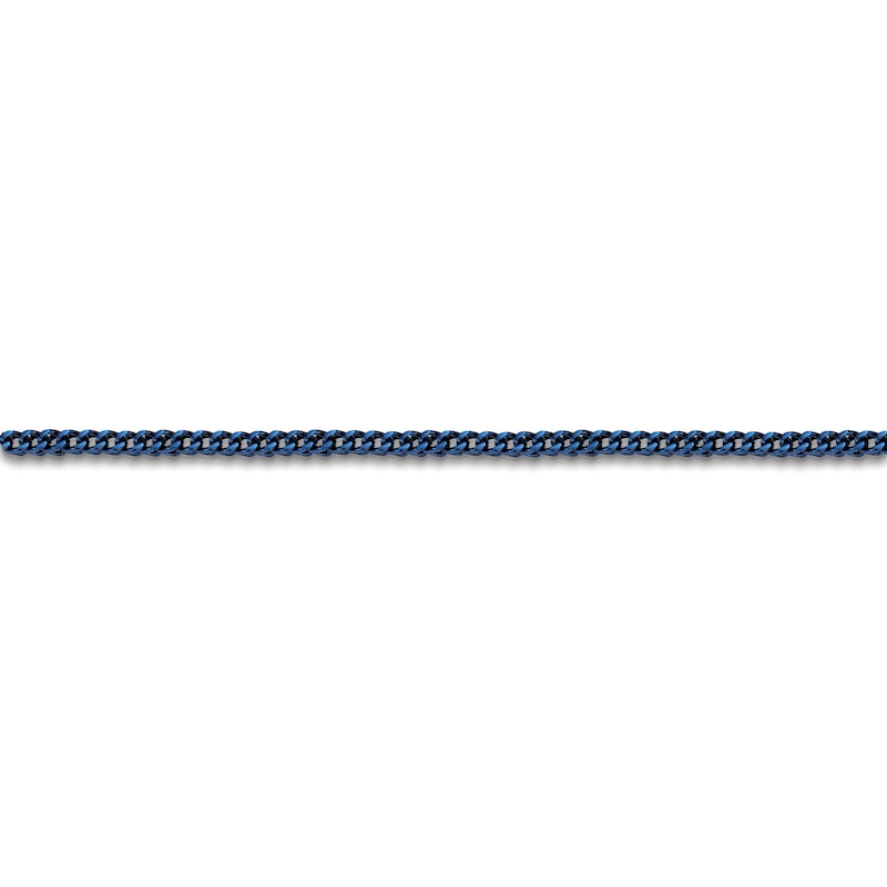 Main Image 2 of Men's Foxtail Chain Necklace 4mm Blue Ion-Plated Stainless Steel 20&quot;