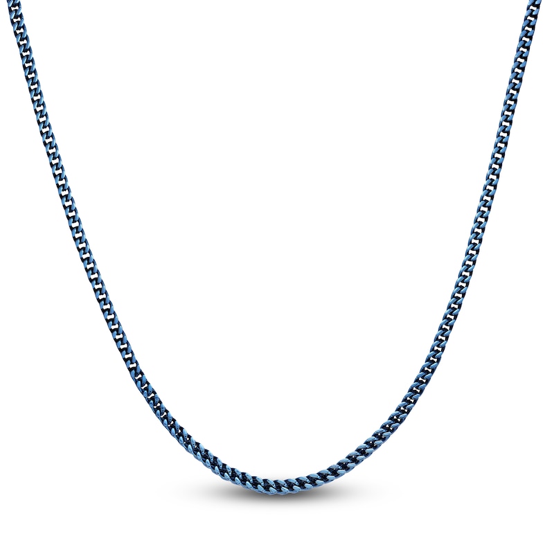 Men's Foxtail Chain Necklace 4mm Blue & Yellow Ion-Plated Stainless Steel 22"