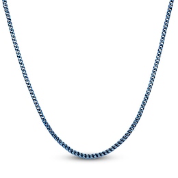 Men's Foxtail Chain Necklace 4mm Blue & Yellow Ion-Plated Stainless Steel 24&quot;