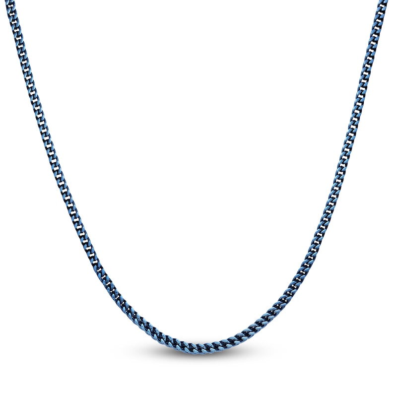 Main Image 1 of Men's Foxtail Chain Necklace 4mm Blue & Yellow Ion-Plated Stainless Steel 24&quot;